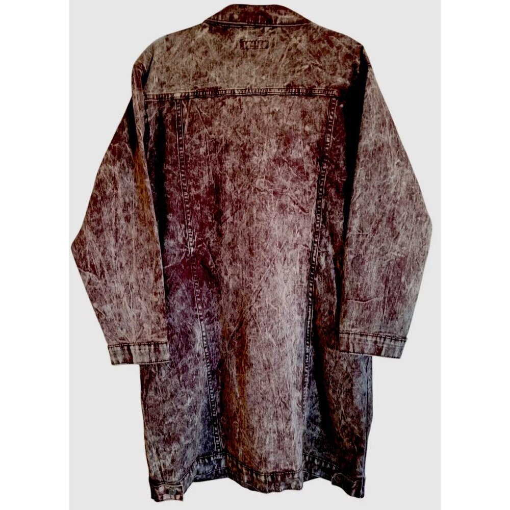 Thrill Women's Long Denim Jacket XL Dark Mauve Buttons Pockets Long Sleeve - Picture 4 of 12